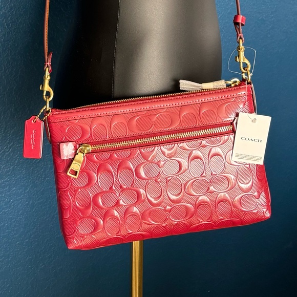 Coach Handbags - COACH (+4 free items*) Legacy Zip Top Crossbody Bag Signature Leather, brass